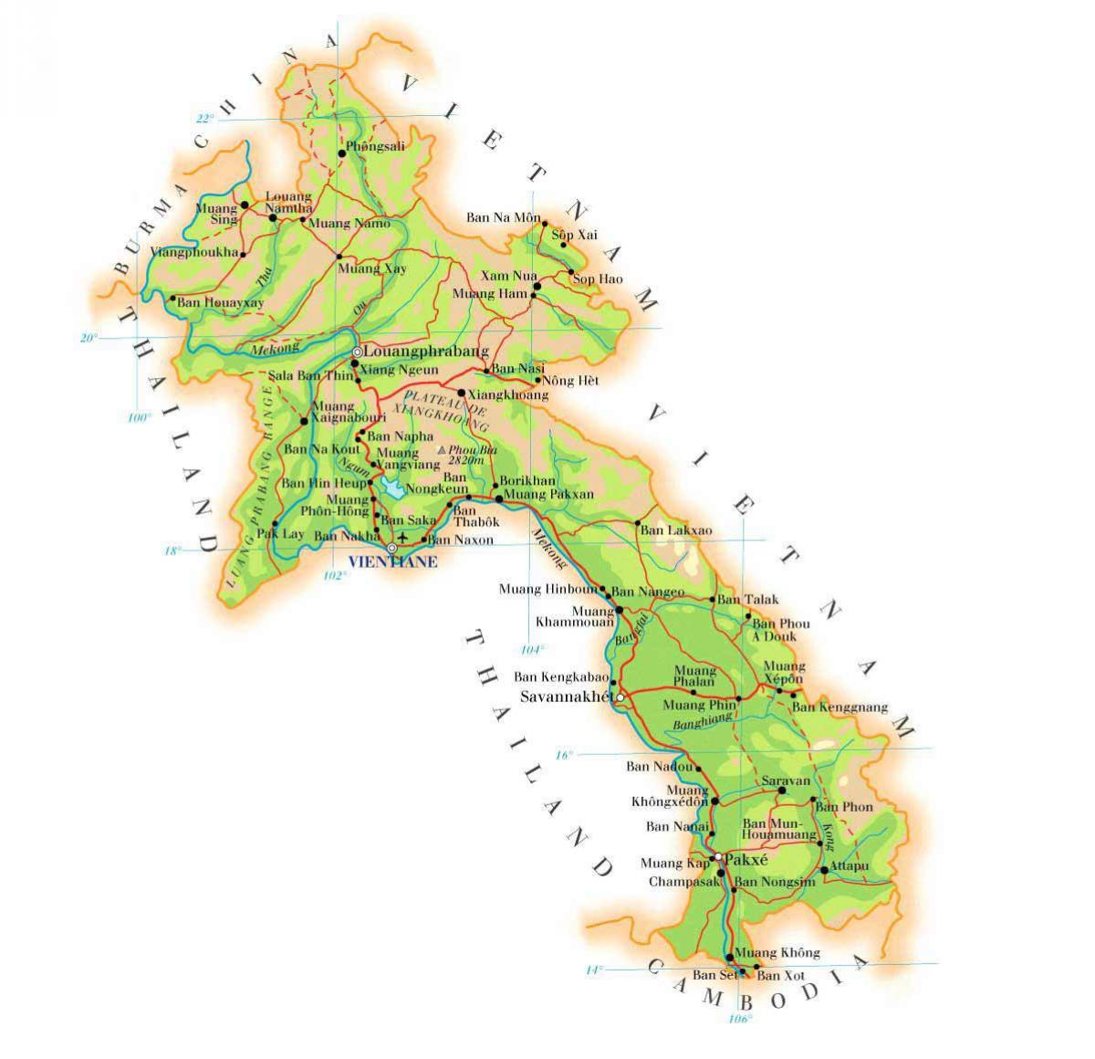Mapa fisiko laos 