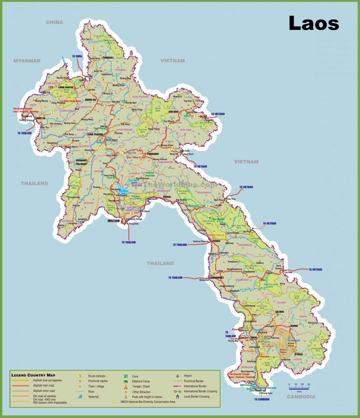 laos turismo-erakargarri mapa