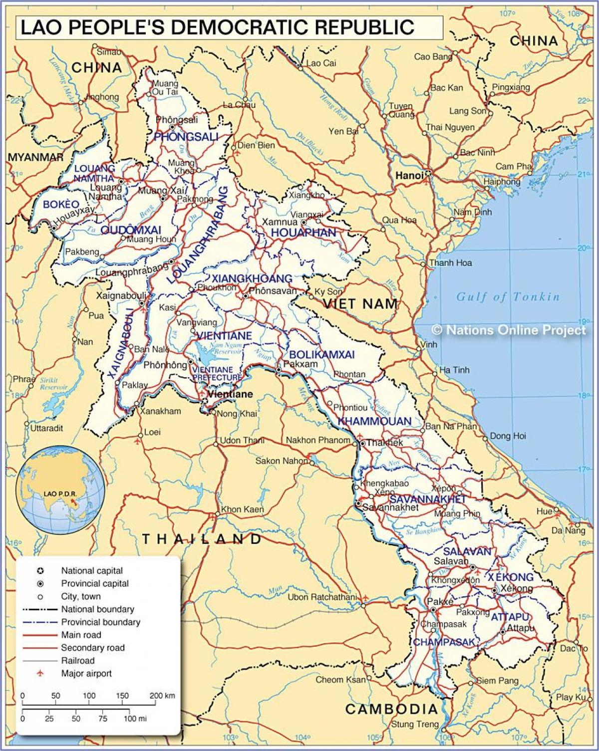Mapa laos eta inguruko herrialdeetan
