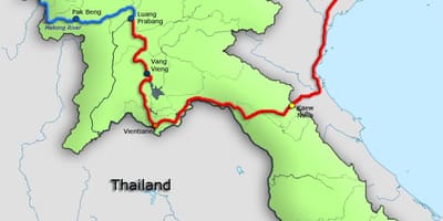 Mekong ibaiaren laos mapa